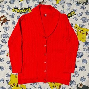 Vintage 60s Wintuk Crimson Red Acrylic Cardigan